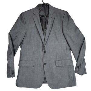 Lands End Blazer 44L Men Sutton Traditional Fit Gray Crosshatch Wool Suit Blazer
